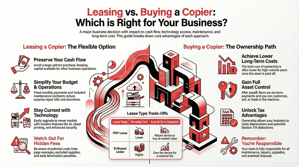 Infographic about Leasing vs. Buying Copiers