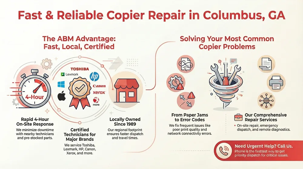 Infographic about Fast & Reliable Copier Repair Services in Columbus, GA